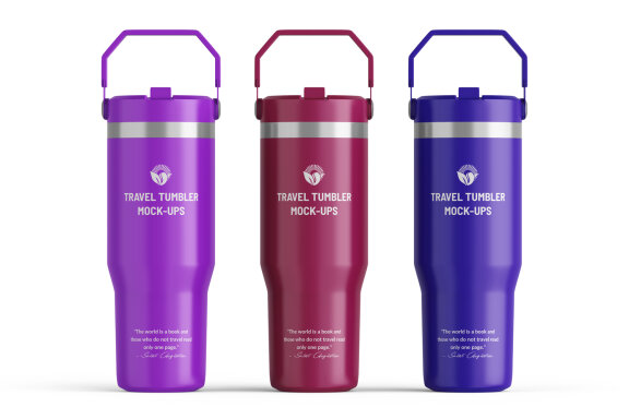 Metallic Travel Tumbler PSD Mockup