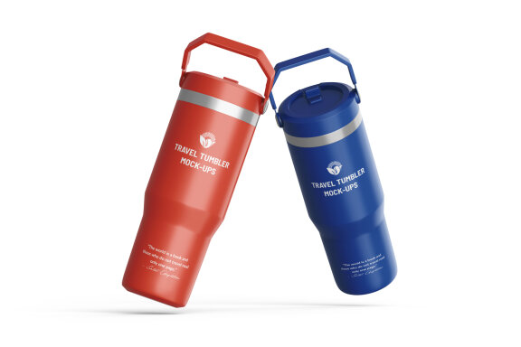 Metallic Travel Tumbler PSD Mockup