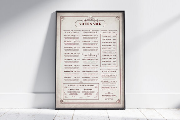 Vintage Bodegon Food Menu Stationery