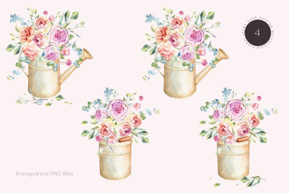 Rose Bouquets Watercolors