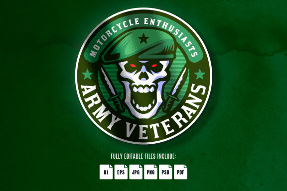 Soldier Skull Biker Emblem Logo
