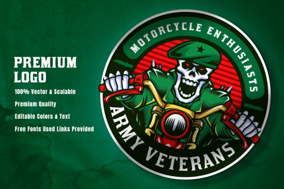 Soldier Skull Biker Emblem Logo