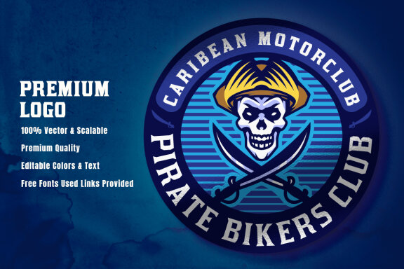 Pirate Skull Biker Logo