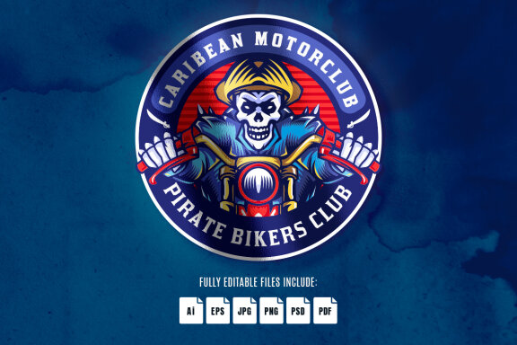Pirate Skull Biker Logo
