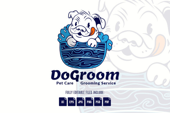 Dog Grooming Service Mascot Logo
