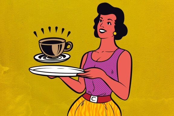 Retro Fast Food Waitress Illustration