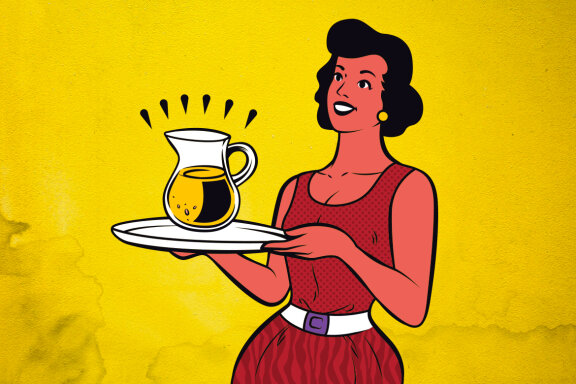 Retro Fast Food Waitress Illustration