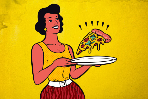 Retro Fast Food Waitress Illustration
