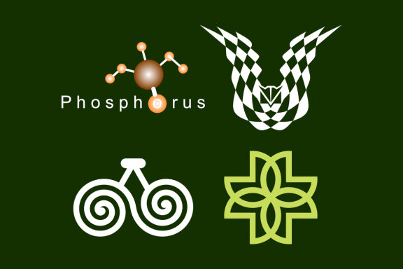 Phosphorus atom bird bicycle ornament - Free Logo Shapes