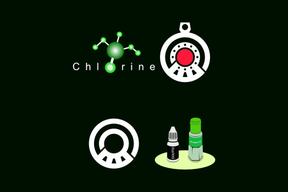 Chlorine atom locomotive bottle - Free Logo Shapes