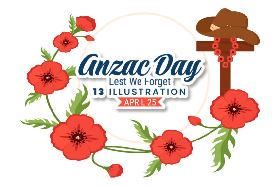 13 Anzac Day of Lest We Forget Illustration