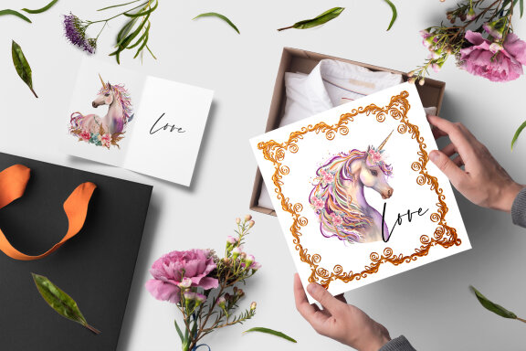 Rainbow unicorns and golden frames