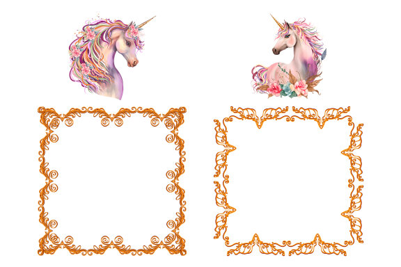 Rainbow unicorns and golden frames