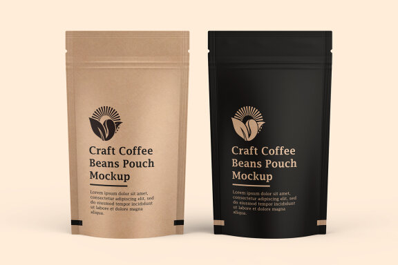 Craft Paper Coffee Pouch Bag Mockup