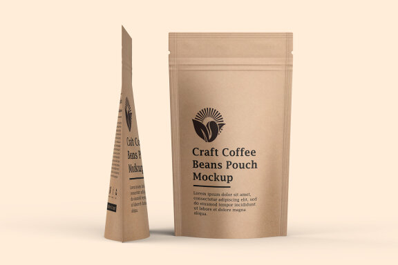 Craft Paper Coffee Pouch Bag Mockup