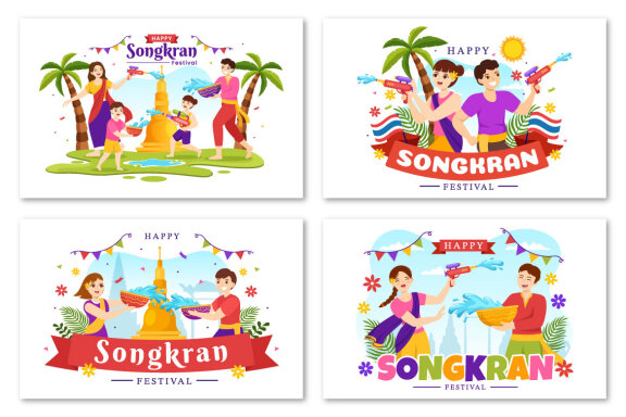 16 Songkran Festival Day Illustration