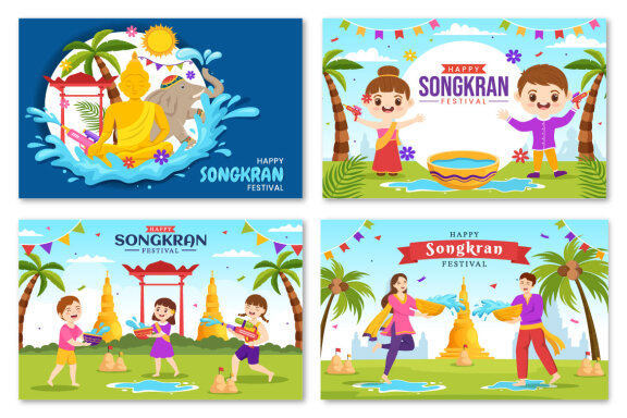 16 Songkran Festival Day Illustration