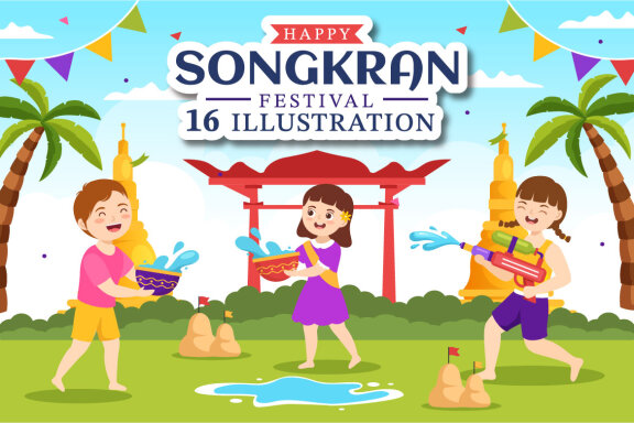 16 Songkran Festival Day Illustration