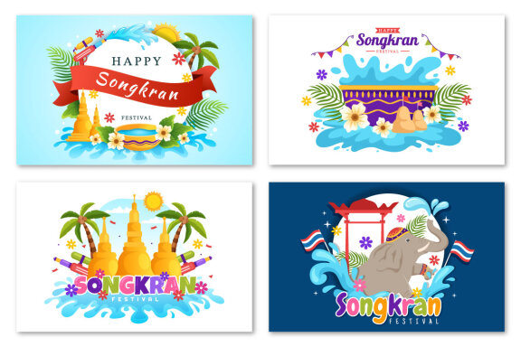 16 Songkran Festival Day Illustration