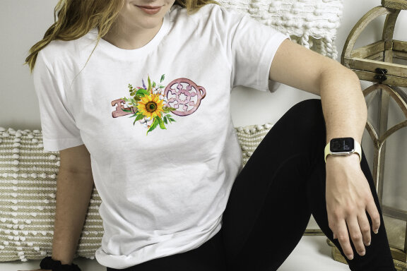Key with sunflowers bouquet sublimation
