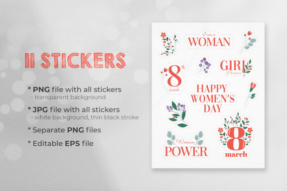 Women's Day 11 Printable Stickers