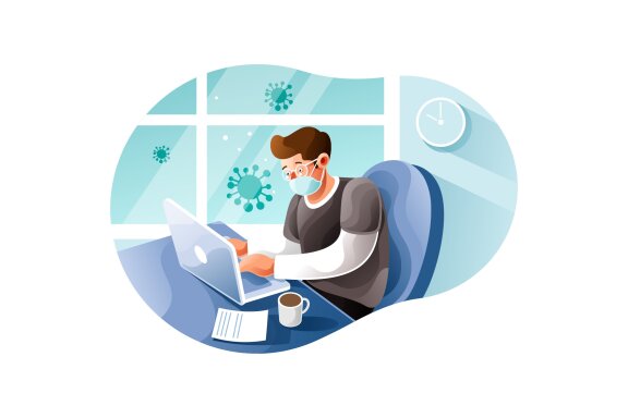Working using a protective mask when working