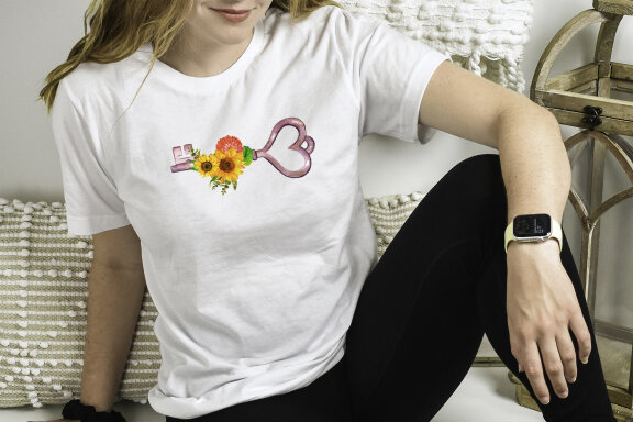Key with sunflowers bouquet sublimation