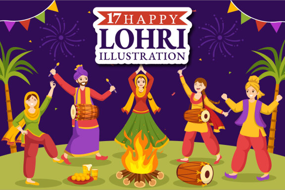17 Happy Lohri Festival Illustration