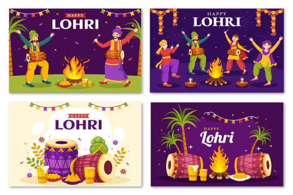 17 Happy Lohri Festival Illustration