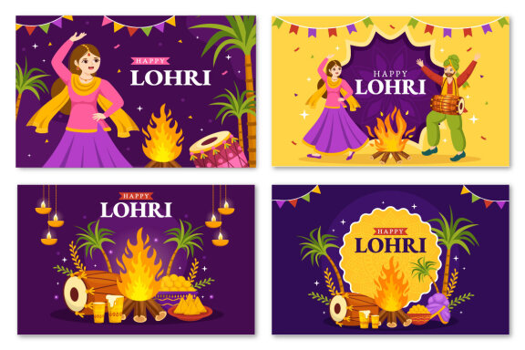17 Happy Lohri Festival Illustration
