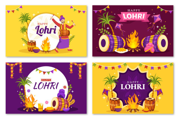 17 Happy Lohri Festival Illustration