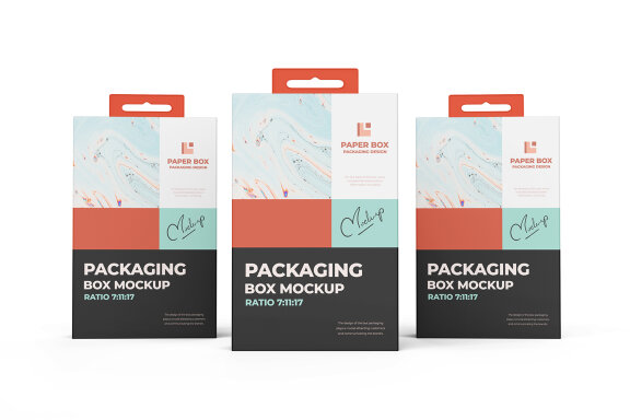 Hanging Cardboard Electronic Wearable Device Packaging Box Mockup