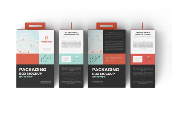 Hanging Cardboard Electronic Wearable Device Packaging Box Mockup