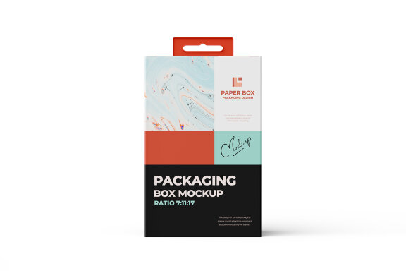 Hanging Cardboard Electronic Wearable Device Packaging Box Mockup
