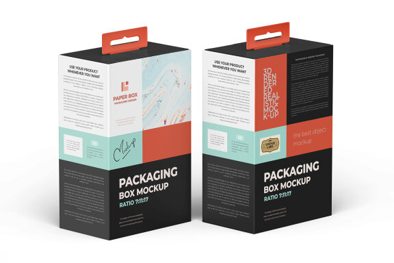 Hanging Cardboard Electronic Wearable Device Packaging Box Mockup