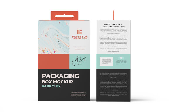 Hanging Cardboard Electronic Wearable Device Packaging Box Mockup