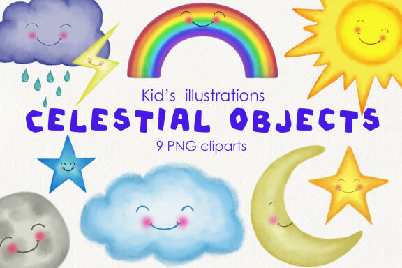 Kid's Illustrations Celestial Objects