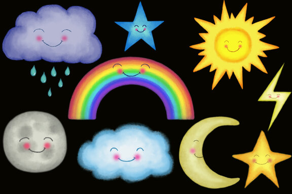 Kid's Illustrations Celestial Objects