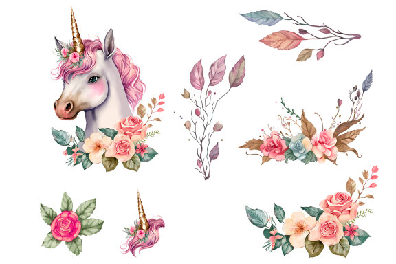 Cute Magical Unicorn clipart, birthday clipart