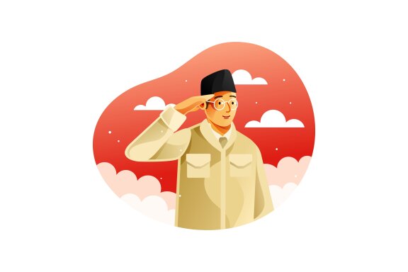 Indonesian patriot giving hand salute