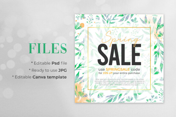 Spring Editable Banner - JPG / Psd / Canva Template