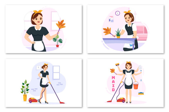 15 Professional Girl Maid Illustration