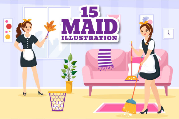 15 Professional Girl Maid Illustration