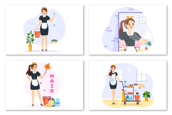 15 Professional Girl Maid Illustration