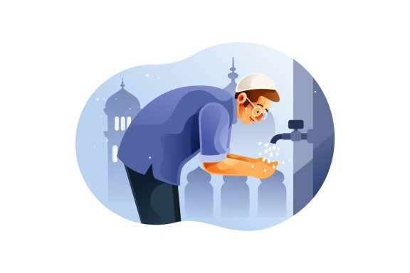 Muslim man doing ablution