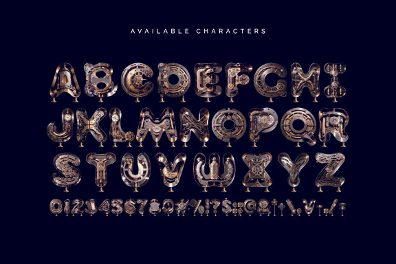SteampunkAi - Color Bitmap Font