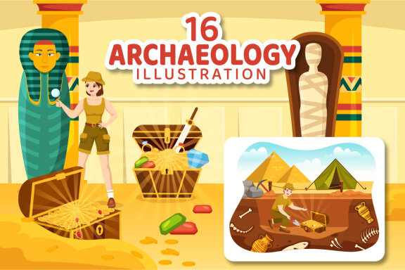 16 Archeology Vector Illustration