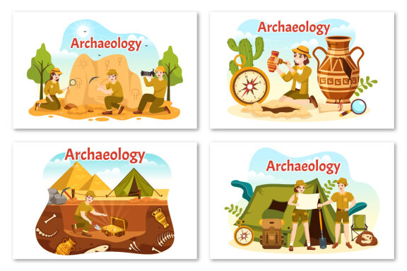 16 Archeology Vector Illustration