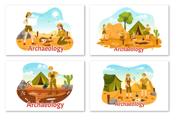 16 Archeology Vector Illustration