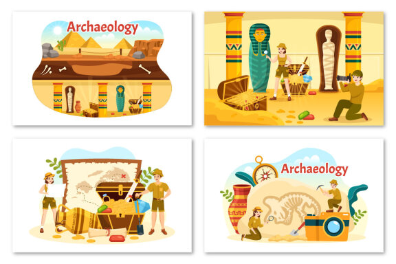 16 Archeology Vector Illustration